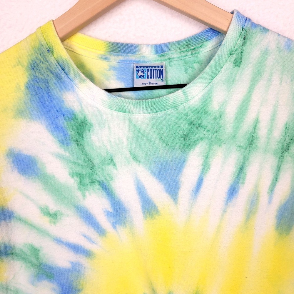 Vintage Sun Island Tie Dye T Shirt Mens L Cotton Spiral Jamaica Y2K - Picture 4 of 8